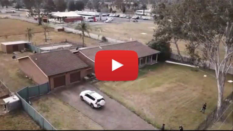 Aerial view of the existing house on the large Wattles site at Austral before demolition.
