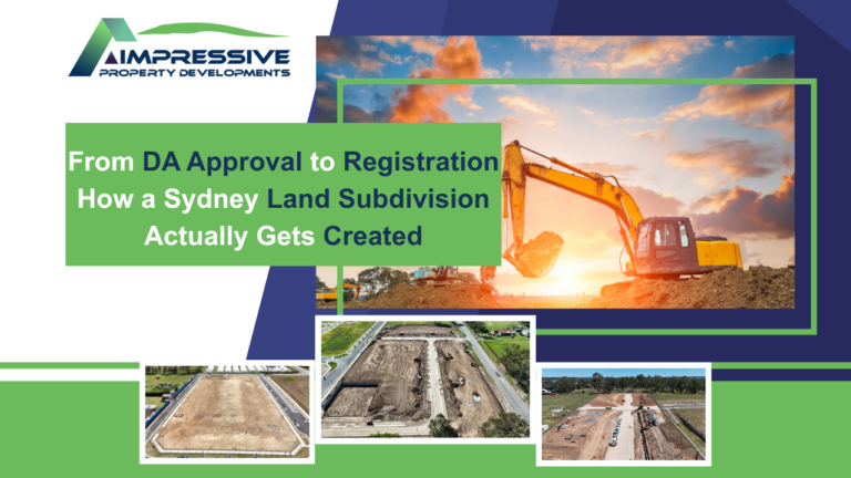 An excavator carrying out earthworks on an Impressive Property Developments land subdivision site.