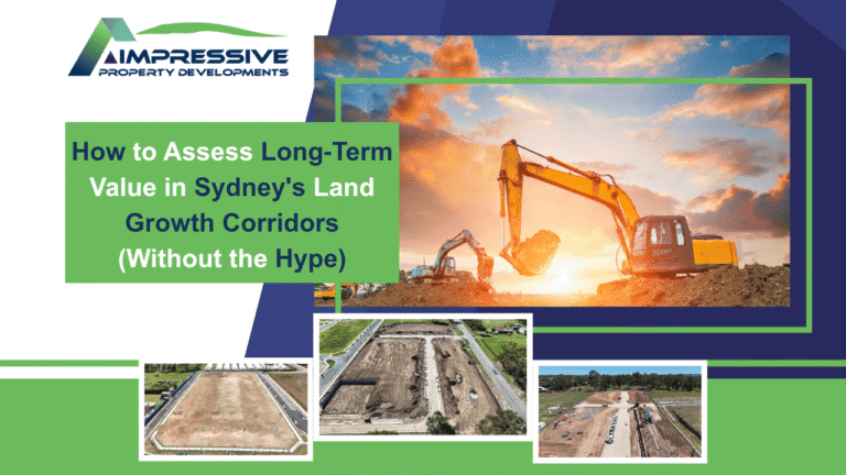 Earthmoving machinery preparing land in a Sydney growth corridor for residential subdivision.